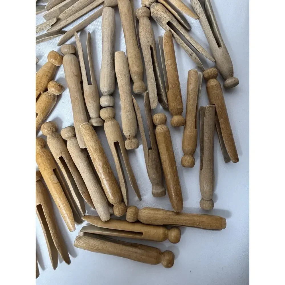 Vintage Wooden Clothespins Round Head Peg Style Bulk Lot Rustic Farmhouse Decor
